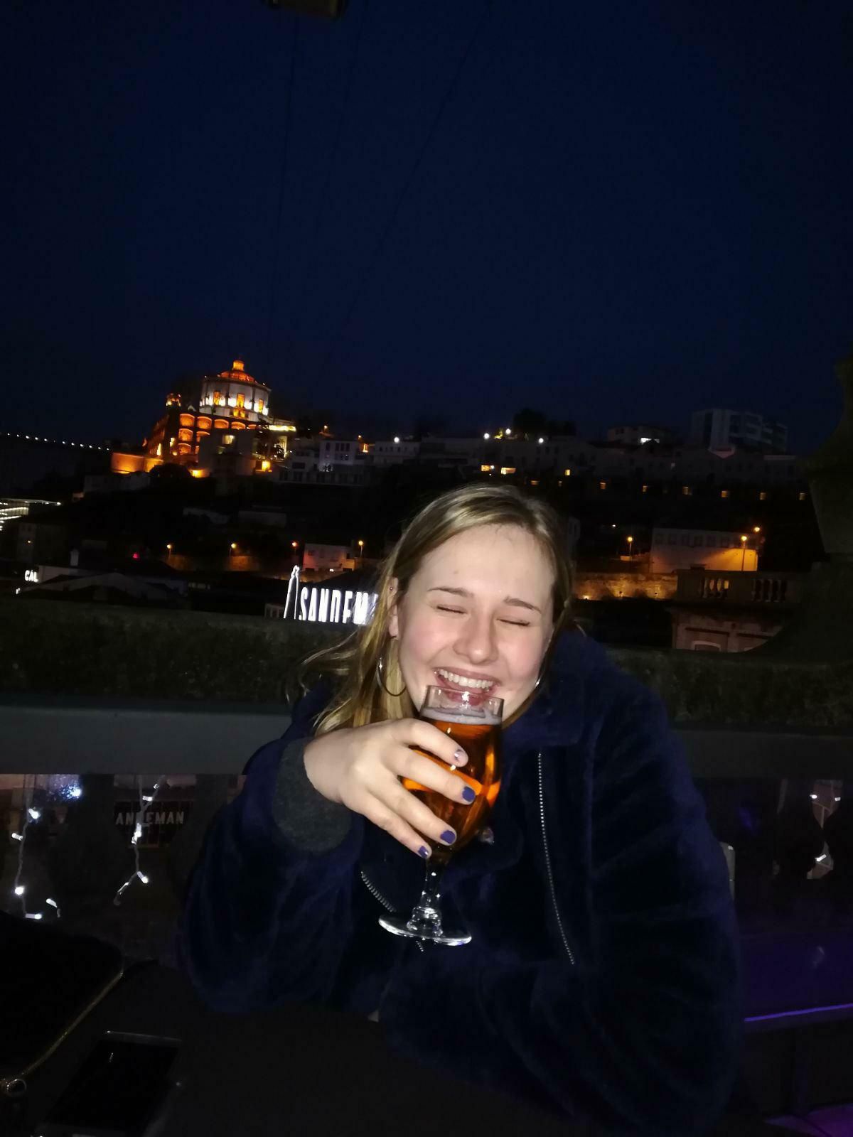 Image may contain: Night Life, Glass, Drink, Beverage, Beer Glass, Beer, Alcohol, Person, People, Human