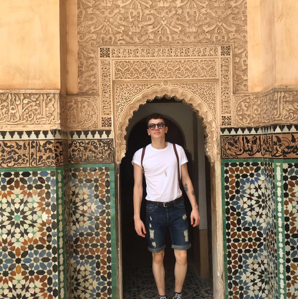 Image may contain: Ornament, Art, Arabesque Pattern, Brick, Person, People, Human