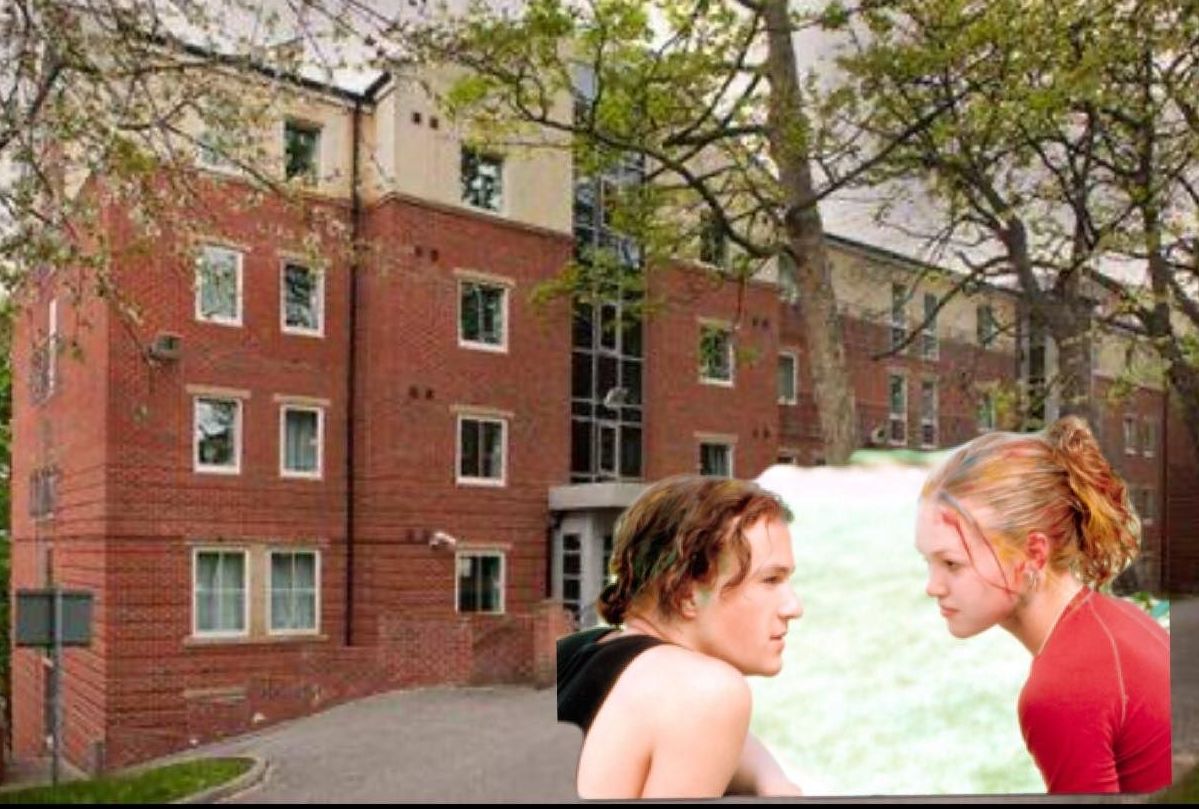 Image may contain: College, Campus, Person, Human