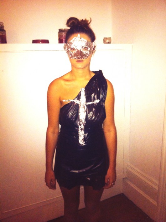 Step six: shape a mask out of tinfoil; inspired by vogue