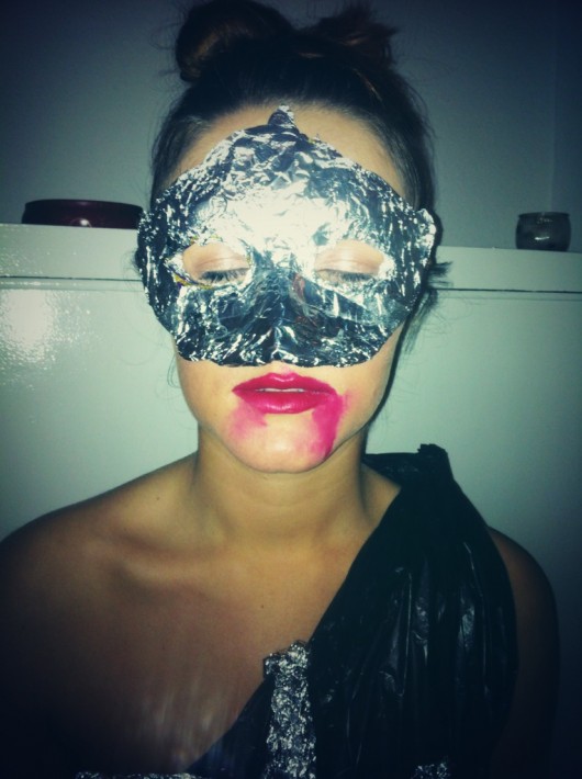 Step seven: Add red lipstick. Don't be scared to go onto your skin, the bigger the better!