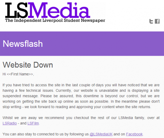 LSMedia are working on getting the site back up "as soon as possible"