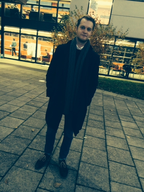 Sam took a moment out of his busy day of harassing strikers to show us his cable knits