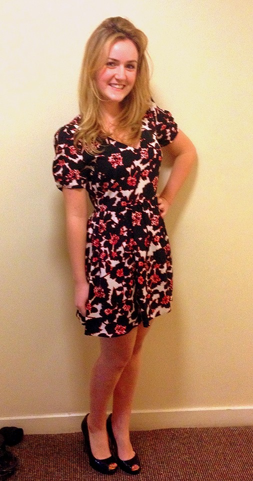 Hourglass Angel: Fashion writer Steph Brew wears a flippy-dress to extenuate her tiny waist and hide the tops of her legs.