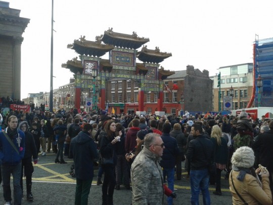 Crowds gather for the Dragon Parade