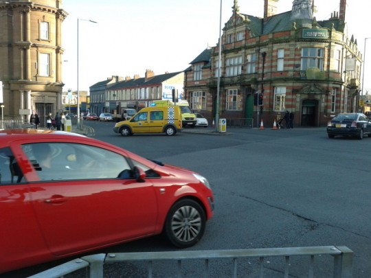 Police stopped traffic from entering the road
