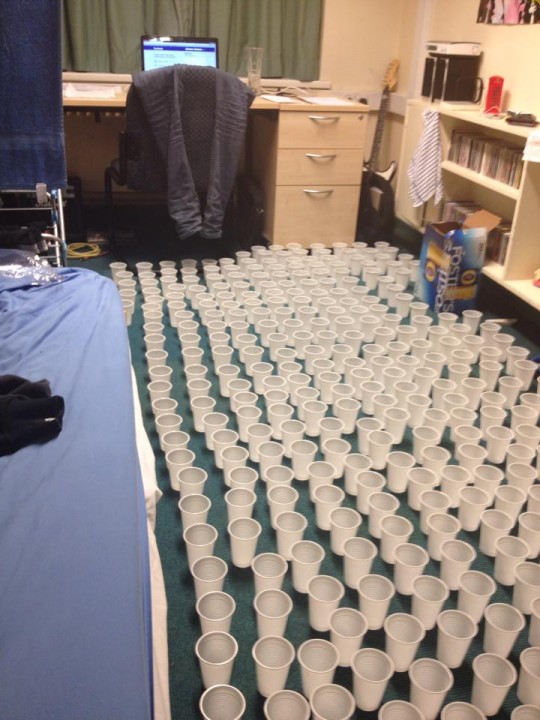 A classic cup prank always goes a long way