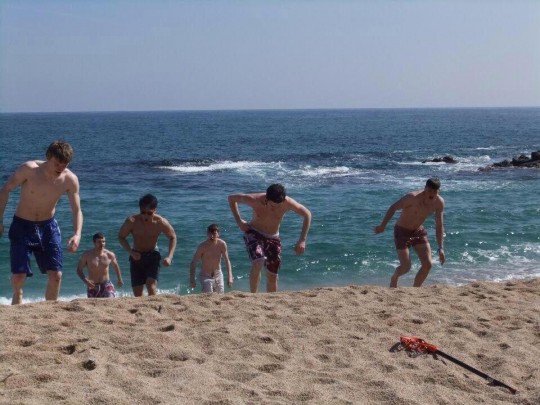 Lacrosse men do their best Baywatch impression