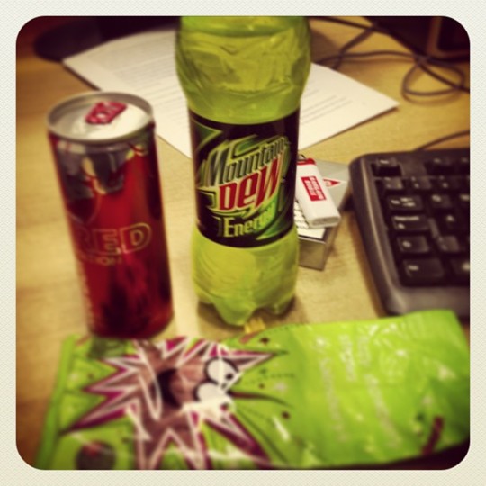 All nighters on energy drinks are even more of a regular occurence