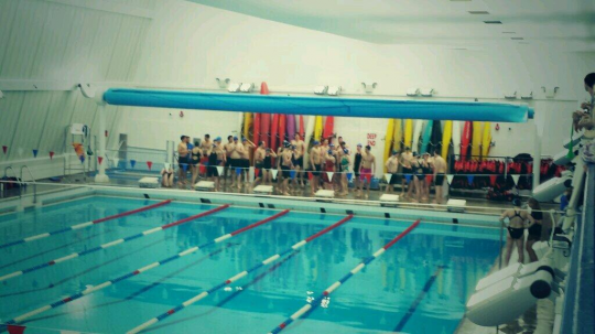 The mixed relay team in preparation