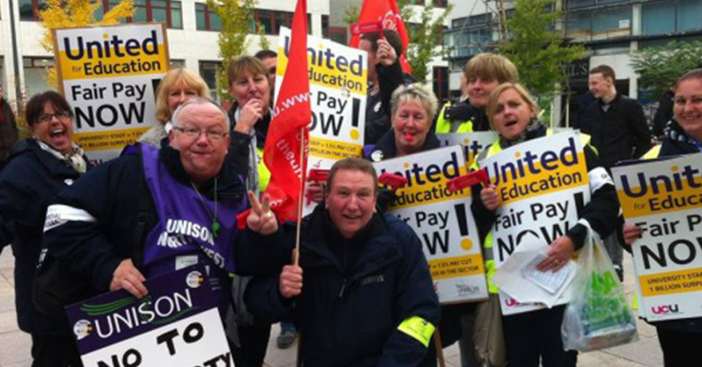 Staff took to the streets in protest against pay cuts