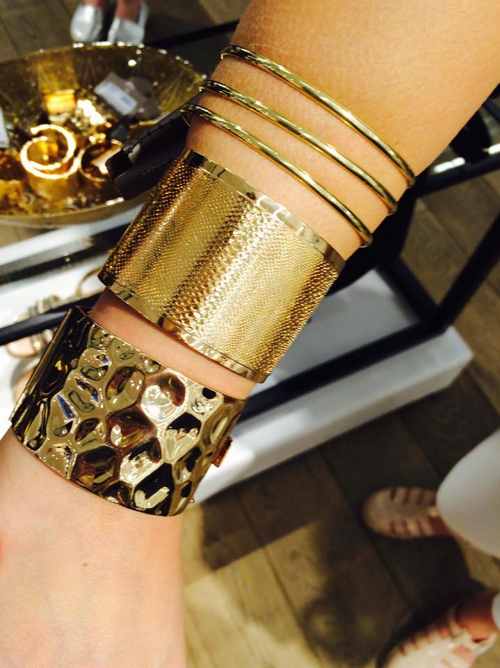 Channel Ri-Ri with stacked gold bangles, sold separately, all under £10.