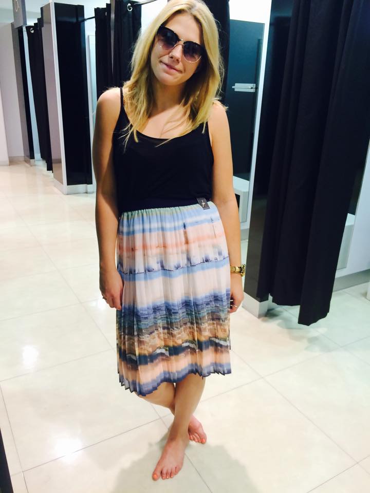 Toughen-up this feminine skirt with a biker-jacket and ankle boots for flawless campus style, £10.