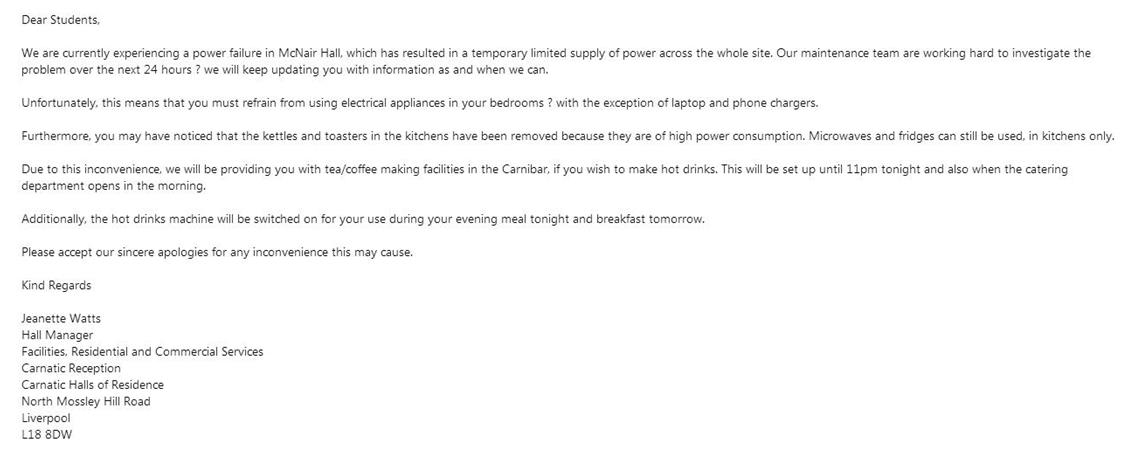 blackout email