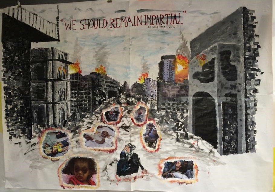 An art piece by Palestinian Karim Hammad reacting to the Guild's decision to reject the boycott