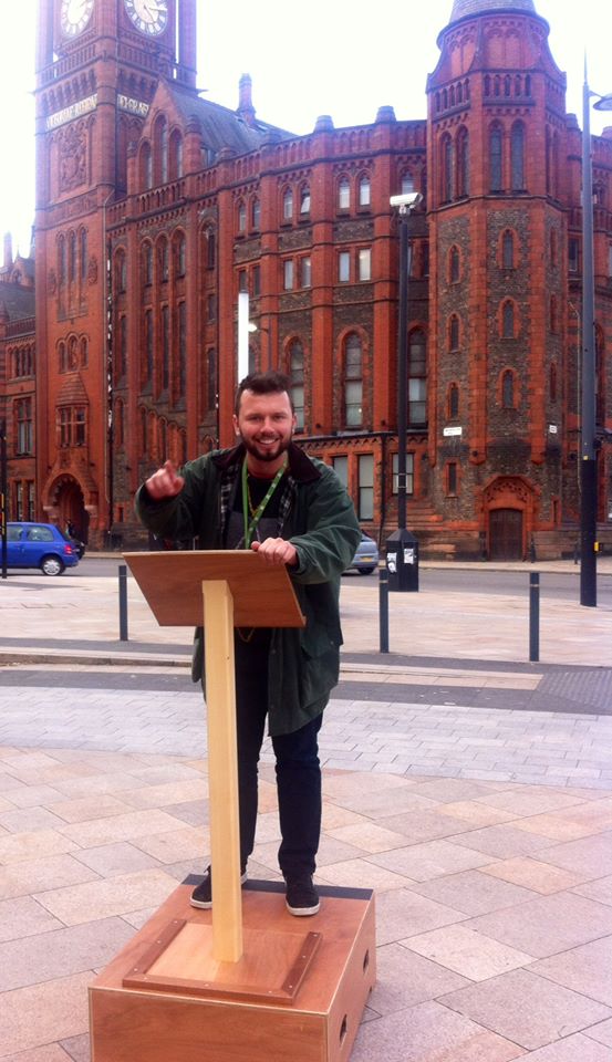 Alex Ferguson testing out the new podium
