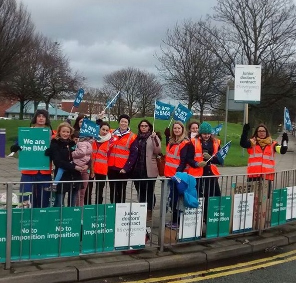 Strike action outside the Women's (Courtesy of Julia M. Webster, 2016)