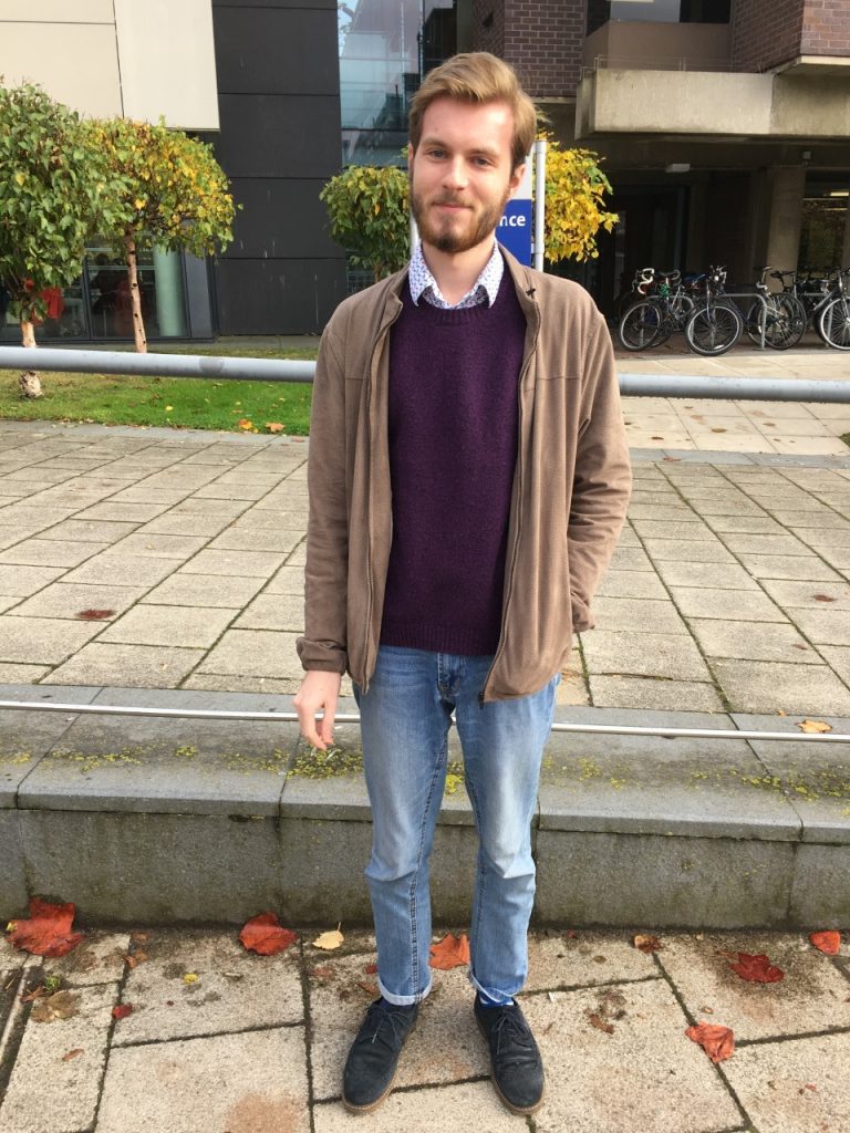 Here Robert defines SMART CASUAL, sporting a suave shirt beneath his mulberry jumper, contrasting his every-day wear jeans!