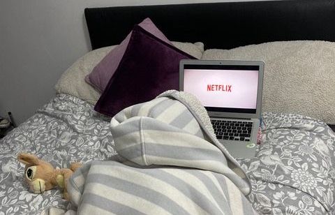 Image may contain: Cushion, Laptop, Bed, Linen, Computer, Electronics, Pc, Home Decor, Couch, Furniture