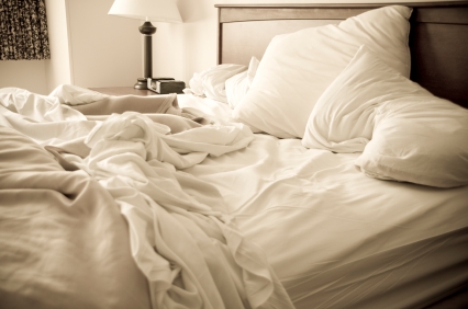 unmade bed