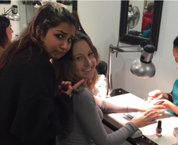 Just your usual girls having a day at the nail salon...