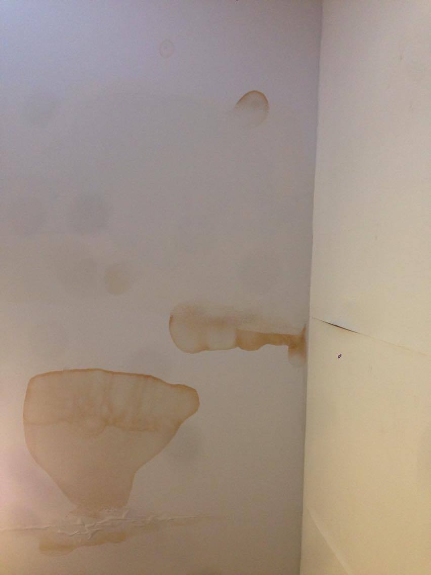 This photo shows the ceiling two months ago- displaying clear signs of water damage