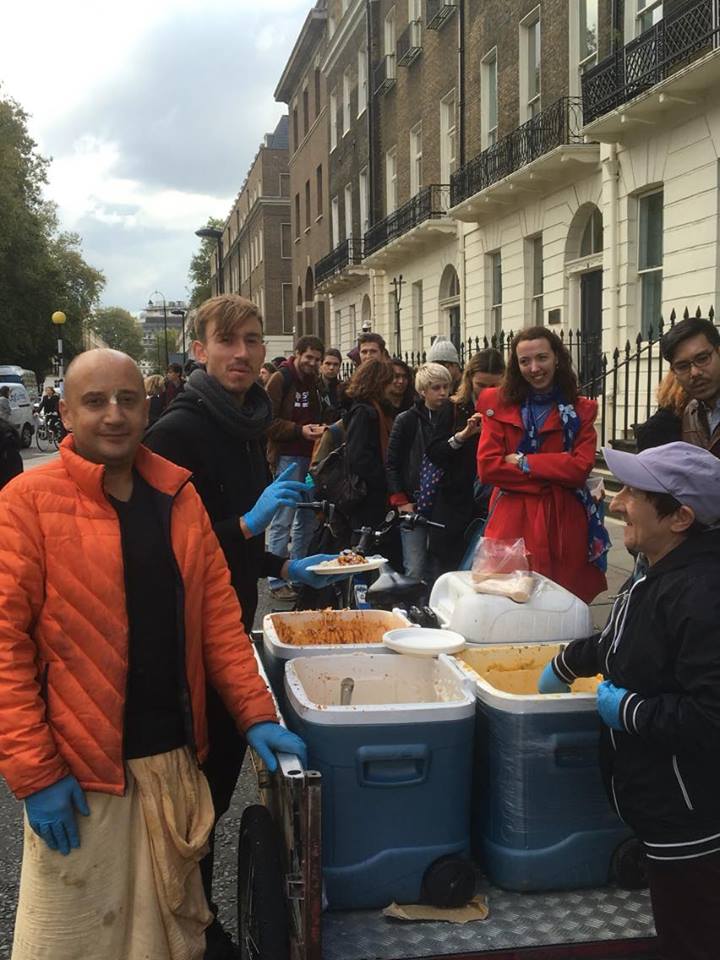The Hare Krishna guys, Prema is in the orange jacket