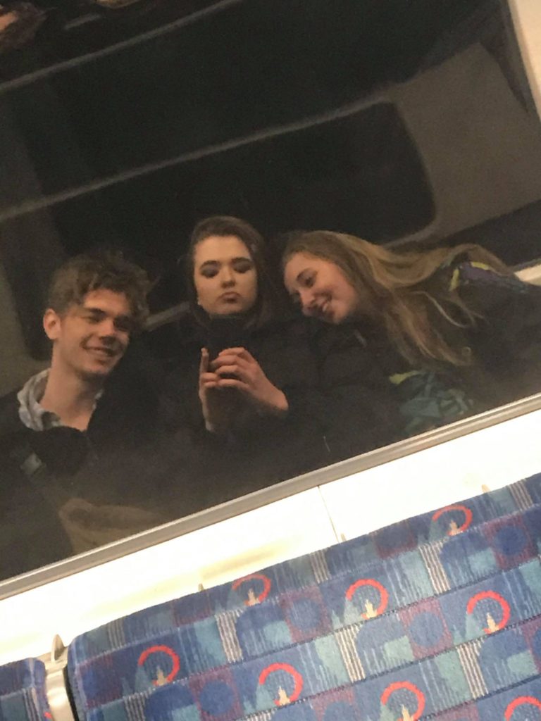 Three people on the tube