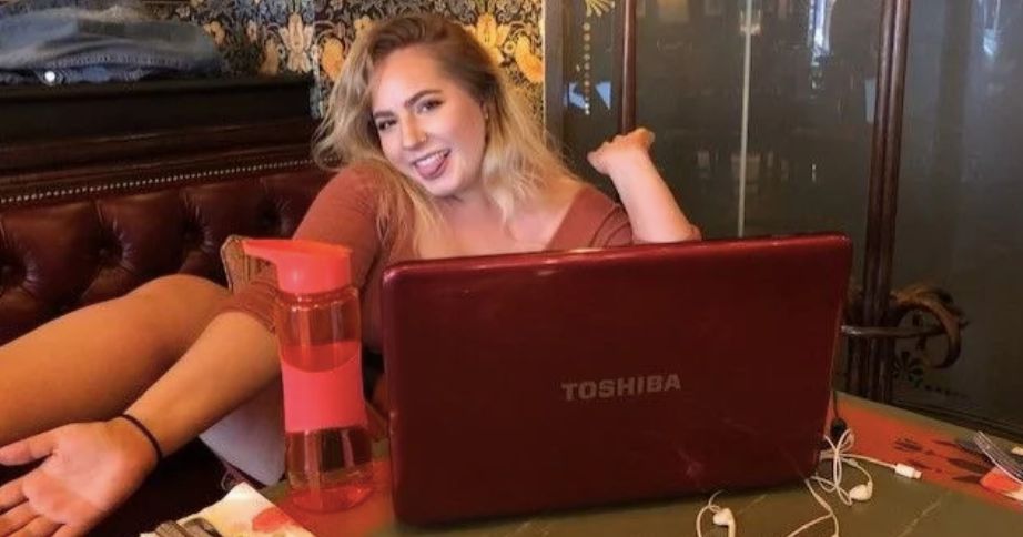 Image may contain: Female, Photo, Photography, Portrait, Face, Person, Human, Laptop, Computer, Electronics, Pc
