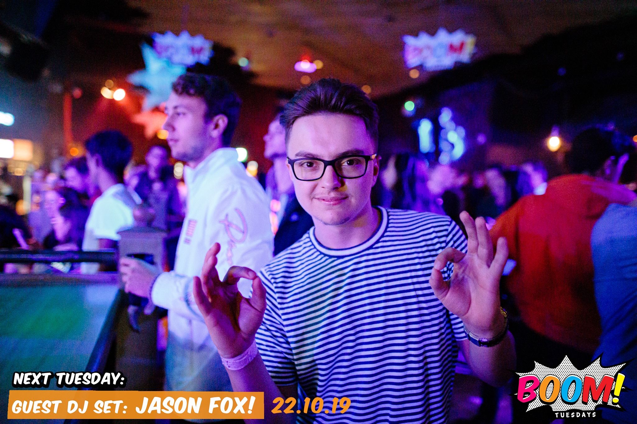 Image may contain: Pub, Finger, Night Life, Party, Night Club, Club, Accessory, Accessories, Glasses, Person, Human