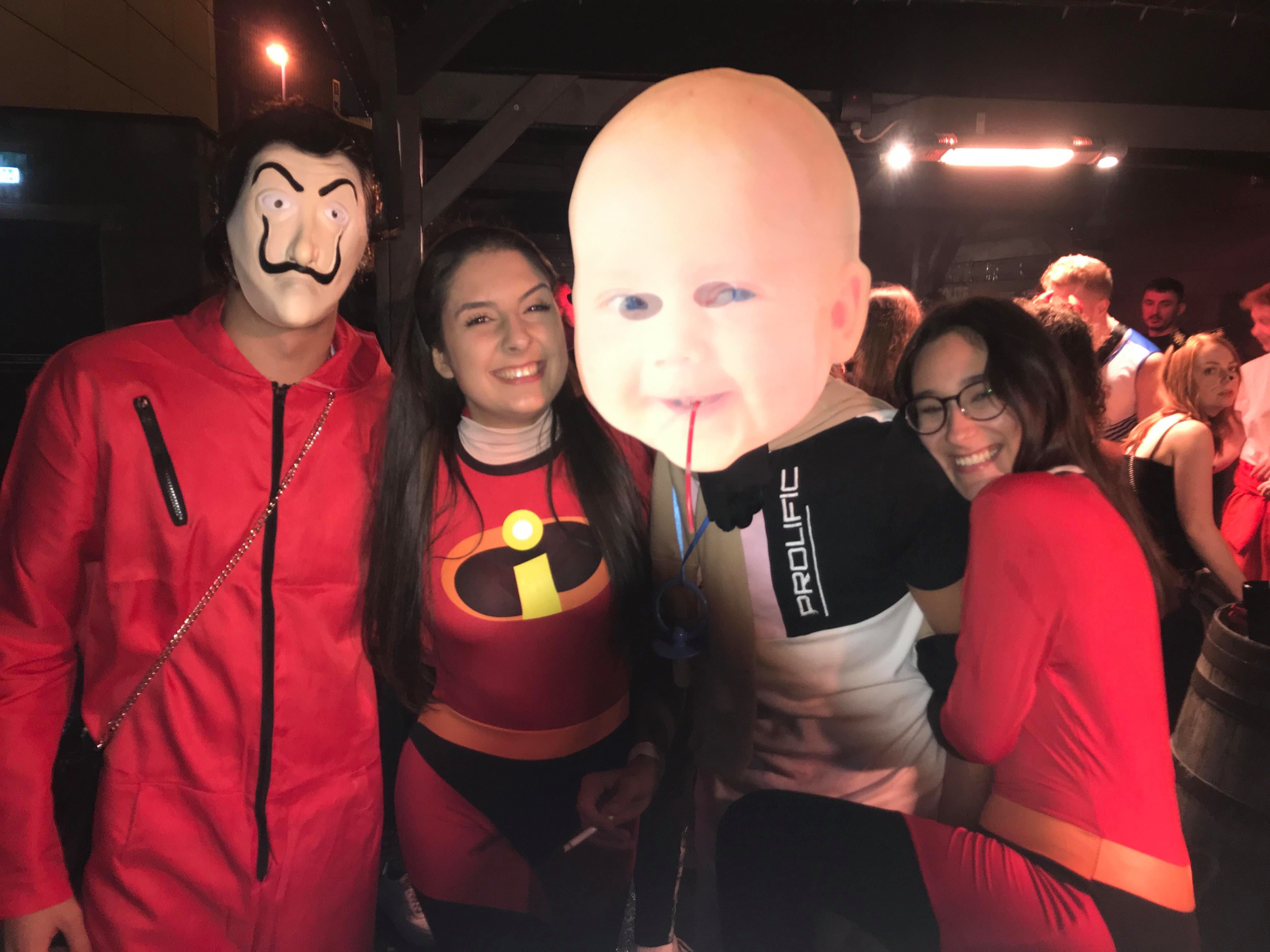 Image may contain: Costume, Interior Design, Indoors, Apparel, Clothing, Accessory, Glasses, Accessories, Night Life, Person, Human