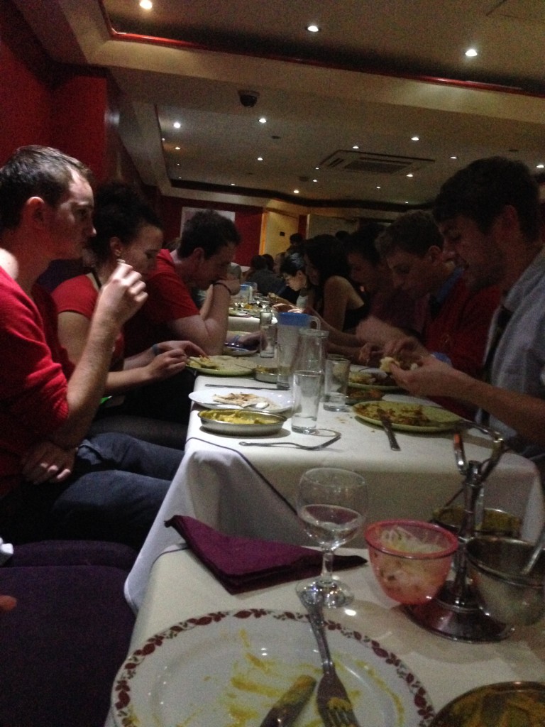 Students enjoying a 1am curry