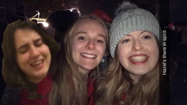 Image may contain: People, Hat, Cap, Selfie, Outdoors, Female, Photography, Portrait, Photo, Night Life, Mouth, Teeth, Lip, Head, Apparel, Clothing, Smile, Face, Human, Person