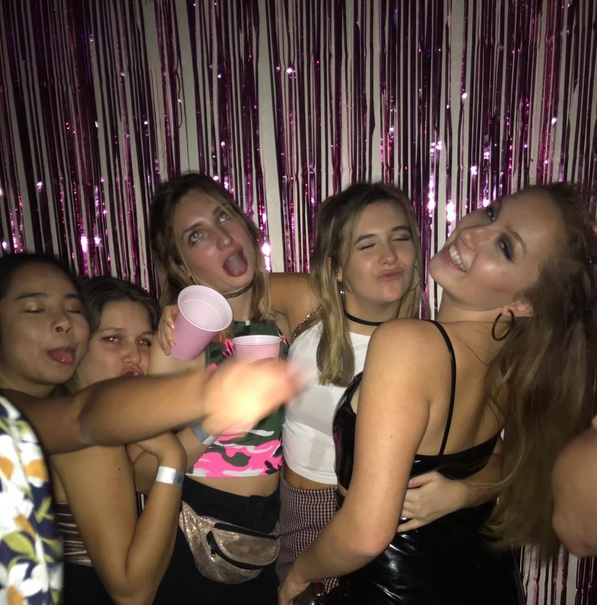 Image may contain: Apparel, Clothing, Party, Night Club, Club, Person, Human, Night Life