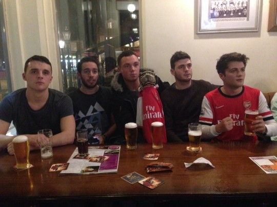 Justin with the boys watching Arsenal vs Bayern. It wasn't a furry got result for him.