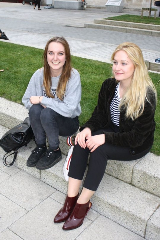 Libby and Laura, 3rd year Art History: "last minute, wet hair and unprepared"