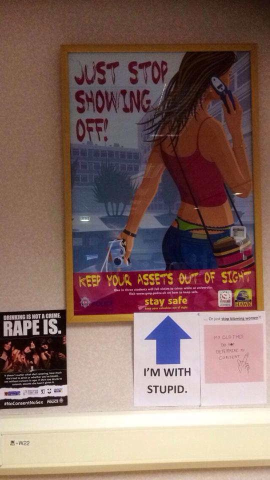 The GMP's new posters next to the dated ones, before it was taken down