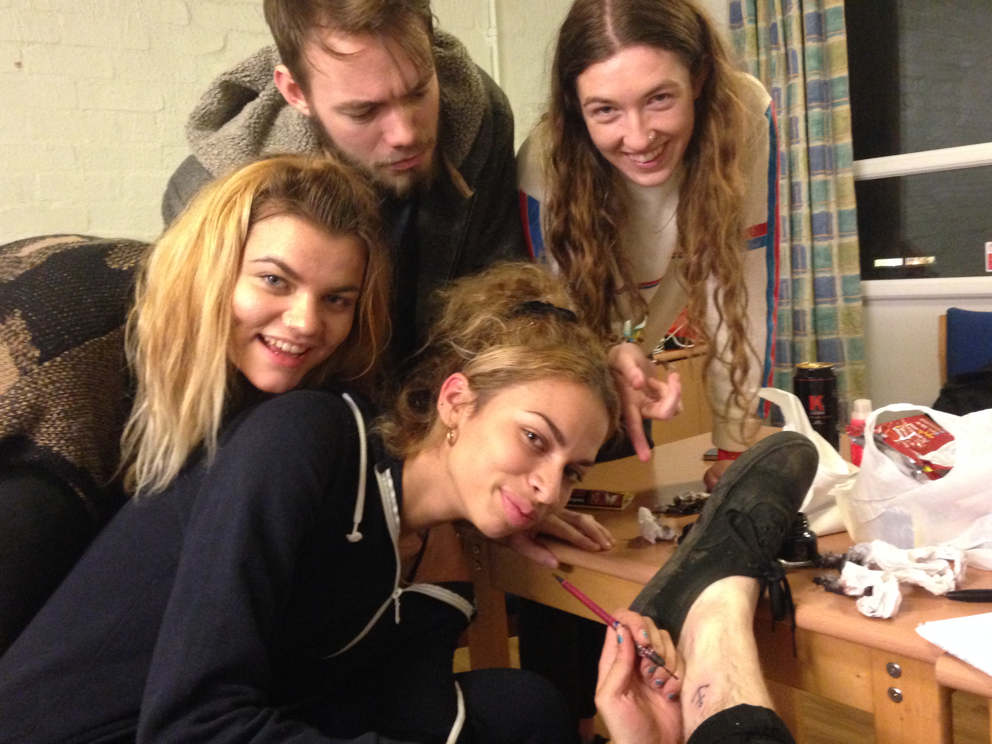 Our hipsters tattoo each other stick’n’poke style