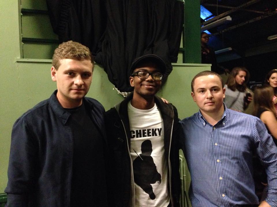 Azeem with fans and the Squirrels boss 
