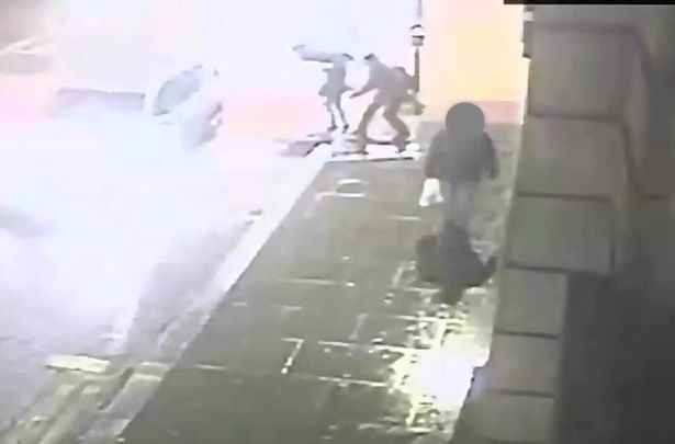 The woman turned around and could easily have been hit by a car