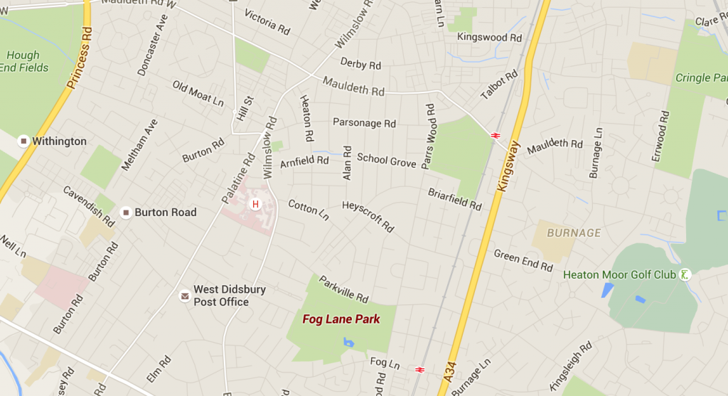 The woman was attacked Fog Lane Park, Didsbury