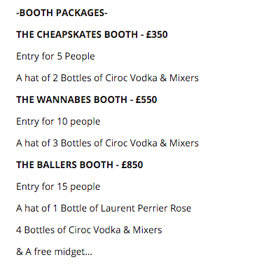 The description on Skiddle