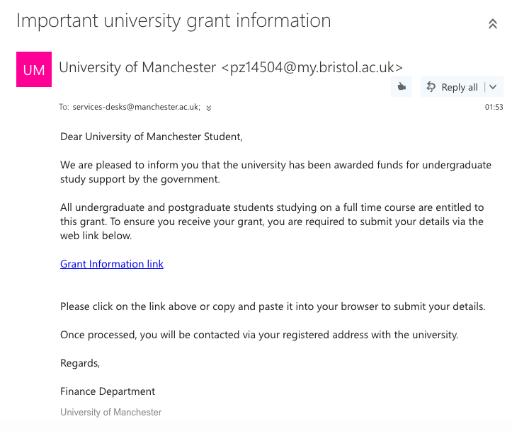 This is the email in question