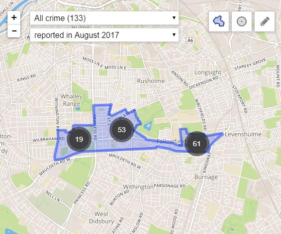 GMP crime map for August 2017