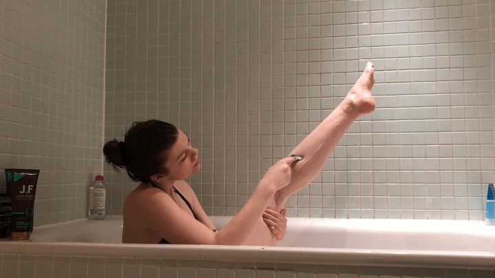 Image may contain: Person, Human, Tub, Bathtub