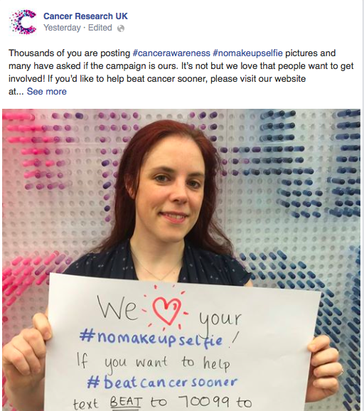 Cancer Research UK show their appreciation