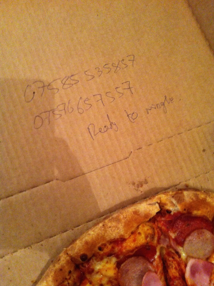 Who says you have to get dressed up with heels and makeup to pull. Just send Domino’s a little note and you don’t have to move an inch... Get ya coat.