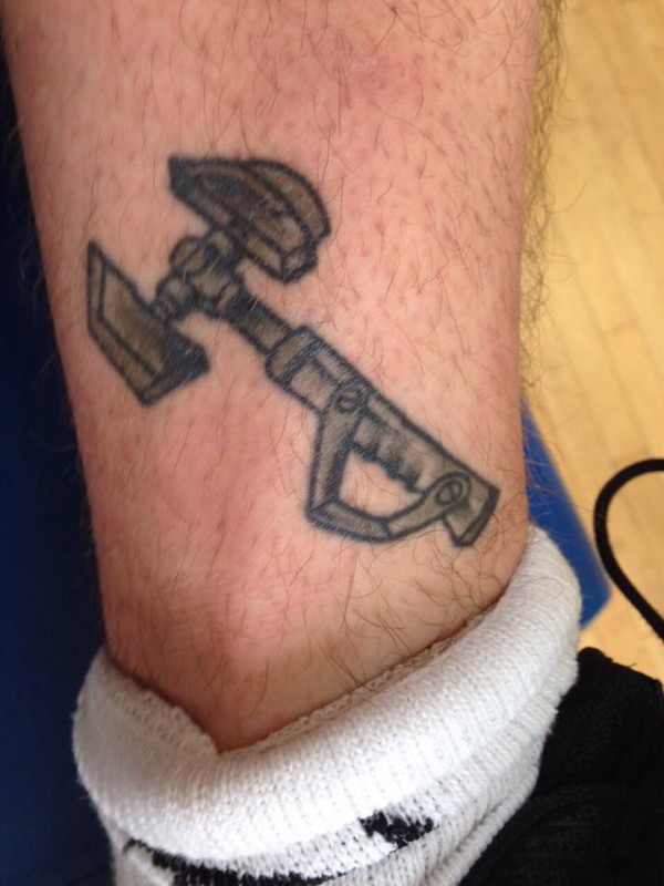 "The wrench, I was in Leeds for the day with the same guy and we were joking about what tattoos we could get next and we both played ratchet and clank as kids and he said why don't you get that and I just loved it straight away so went to the shop and got it done"