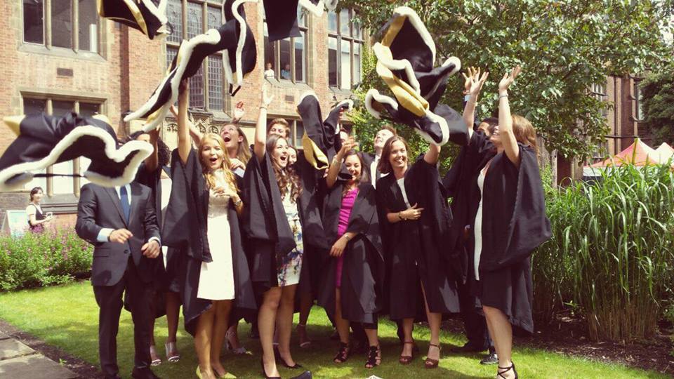 Standard Newcastle gown-throwing graduation photo