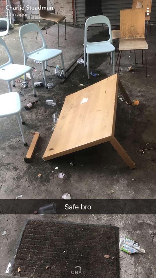Image may contain: Trash, Wood, Plywood, Furniture, Chair